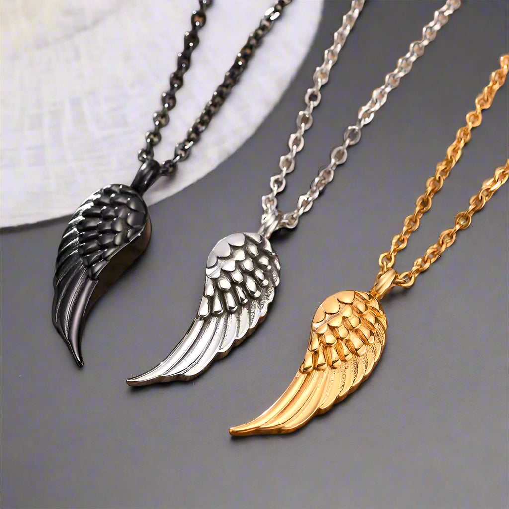 Angel Wing Cremation Necklace for Women Men,Stainless Steel Urn Pendant Ashes Holder Memorial Jewelry,Keepsake Gift